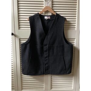 Vintage Filson Mackinaw Black Wool Vest Jacket Style 20 Slotted Pockets Size 48